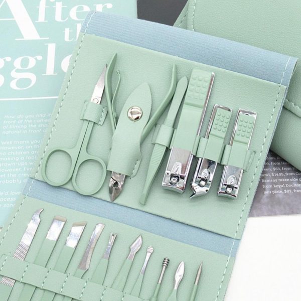 Zellix 16‑Piece Stainless Steel Manicure & Pedicure Kit – Complete Travel Grooming Set